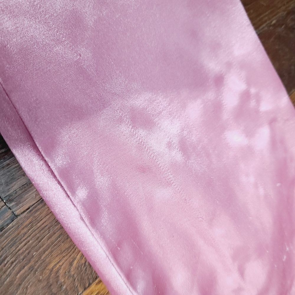Vintage 90s Barbiecore Pink Lace Trim Sateen Pajama Top - Picture 10 of 16